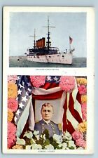 Postcard Dual-View Cruiser Washington & Admiral Evans dated 1914 A139 picture