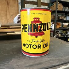 Vintage Pennzoil The Tough-Film Motor Oil 1 Quart Can Tin picture