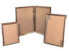 3 Vintage Metal Brass Ornate Embossed Picture Frames lot 4x6 4.5 X3 & 5x7 Bifold picture