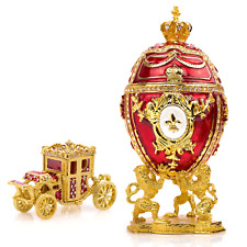 Royal Imperial Red Faberge Egg Replica : Extra Large 6.6 inch + carriage by Vtry picture