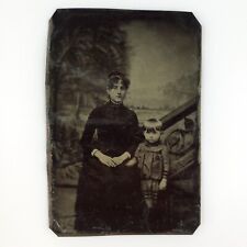Blurry Hand Child Portrait Tintype c1870 Antique 1/6 Plate Woman Photo B2856 picture