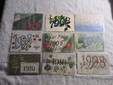 13 Happy New Year 1907 08 09 10 11 Postcards lot Vintage Antique posted picture