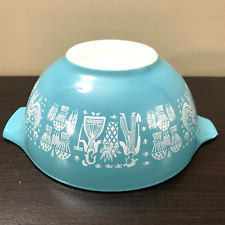 *CHIP* Vintage Pyrex #442 Cinderella Amish Butterprint Turquoise Bowl 1 1/2 QT picture