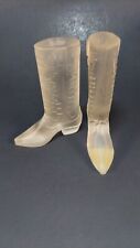 Vintage Kristaluxus Frosted Crystal Cowboy Boots Set of Two Collectible picture