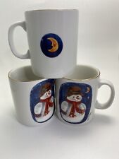 1997 Elaine Thompson Winter Snowman Moon Coffee Hot Chocolate Cocoa Tea Cup Mug picture