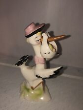 Vintage Anthropomorphic Stork with Baby Salt and Pepper Shakers Japan picture