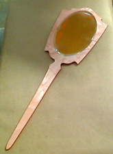 Vintage Art Deco Oval Celluloid French Rose, Hand Mirror  With Beveled Glass picture