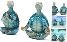 Set of 2 Sea Turtle Yoga Figurines Decorations Summer Meditating Sea Turtle  picture