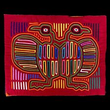 VTG 70s BIRD Kuna Mola Folk Art Reverse Fabric Hand Stitched Applique Panel picture