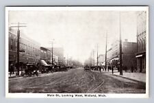 Midland MI-Michigan, Main St Looking West, Antique, Souvenir Vintage Postcard picture
