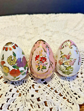 Franklin Mint Vintage Porcelain 3 Collectors Treasury Eggs Decoration Display picture