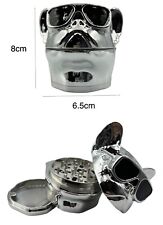 8cm Silver Dog Pup Herb Grinder 4 Layers Smoke Spice Tobacco Metal Crusher Gift picture