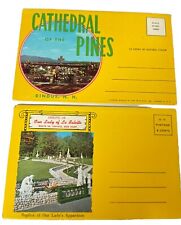 2 Vintage Cathedral Of The Pines, Lady of La Salette Fold Out Souvenir Postcard picture