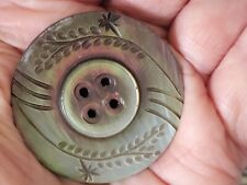 Abalone mother pearl 4 holes flower carvings 1 5/8