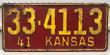 1941 Kansas License Plate 33-4113 picture