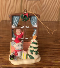 Little Girl & Mouse Looking Through Window 3” Christmas Ornament picture