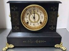 Ansonia Berlin 8 Day Mechanical Cast Iron Mantel Clock Strike & Chime,LionHeads picture