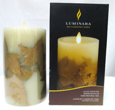 Luminara Flameless LED Candle Gold Leaf Real Wax Moving Flame 3.5 x 6.5 NIB NEW picture