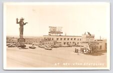 1940s Stateline Service Hotel Casino Chevron Pump West Wendover NV RPPC Postcard picture
