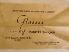 Vtg Buffalo NY optometrist eye glasses cleaning cloth Sackett's Opticians Huron  picture