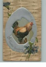  1908 Easter Greeting Postcard Embossed Vintage Antique Chickens Floral  picture