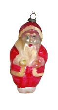 RARE ATQ Christmas Ornament Hand Blown Mercury Glass Santa 2.75
