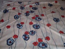 Vtg 60s Hippie Retro Red Blue Cream Poppies Polyester Knit Fabric 2.7yx62 #PB5 picture