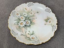 Antique Pierced Porcelain Cabinet Plate w/ White Flowers Signed K. Connor picture
