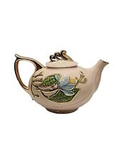 Hull Pottery Pink & Gold Magnolia Teapot, Gilded, Flowers, Vintage Mid Century  picture