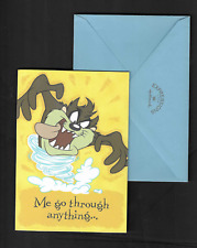 Unused 1997 Hallmark Greeting Me go through BIRTHDAY Card Taz Tasmanian Devil picture
