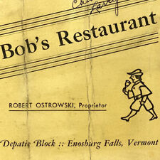 1936 Bob's Restaurant Menu Robert Ostrowski Depatie Block Enosburg Falls Vermont picture