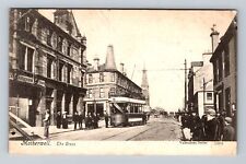 Motherwell Scotland Busy Street Scene Trolley Clock Tower Vintage c1906 Postcard picture