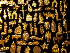  100 Milagro Charms Mexican Folk Art GOLD Good Luck Exvoto Nicho Retablo Lot picture