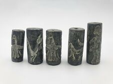 5 Pieces Lot Ancient Near Eastern Genuine Black Stone Cylinder Seals  picture