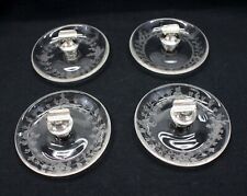 Lot (4) HAWKES Acid Etched GLASS ASHTRAY with STERLING SILVER Cigarette Holder picture
