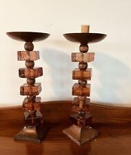 A Pair Of Unique Indian Art Copper Plate Candle Holder (2) picture