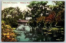 Attleboro Massachusetts~Shady Nook Mechanics~Bridge Scene~PM 1909~Vtg Postcard picture