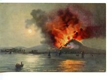 Artwork of Erupting Island Volcano from Water-Natural Disaster-Vintage Postcard picture