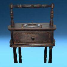 Vintage 1940's Smoking Stand Cigarette Holder Wooden Table Humidor Glass Ashtray picture