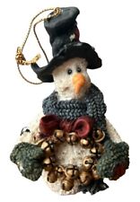 Boyds Bears Jingles The Snowman W/Wreath 1995 Figurine Ornament With Box  picture