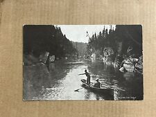 Postcard Fishing Angler Casting For Trout Boat Canoe River Vintage UDB PC picture