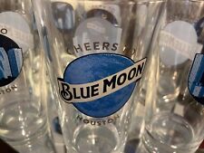 Rare Cheers to Houston- 6 Blue Moon Pint Glasses Space City Skyline Breweriana picture
