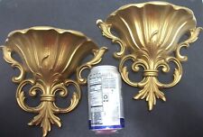 2 MCM Dart & Homco Gold Wall Pockets French Rococo Antique Gold picture