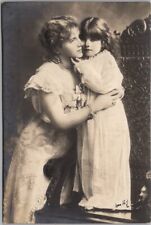 Vintage 1905 German Embossed Greetings Postcard Mother & Daughter / Sweet Image picture
