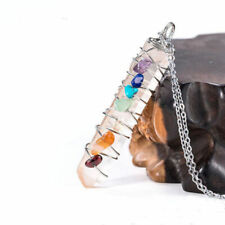 Natural Healing Crystal 7 Chakra Stone Wire Wrap Quartz Reiki Pendulum Pendant picture