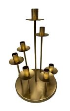 Vintage Brass Gold Centerpiece Candelabra 8 Holder Taper Candle MCM 15”H picture