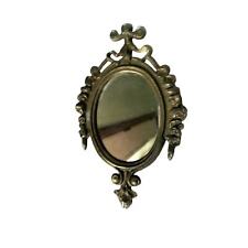  Vintage Handcrafted in Italy Metal Ornate Oval Victorian Mirror Miniature picture