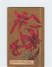 Postcard Beautiful Tiger Lily Love Better is than Fame -Bayard Taylor picture