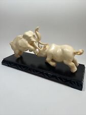 Vintage Asian Resin Figurine Elephant Fighting A Rhino picture