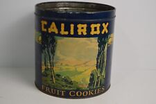 Vintage Calirox Fruit Cookies Metal Tin NO LID Blue Bird Potato Chip Co. CA picture